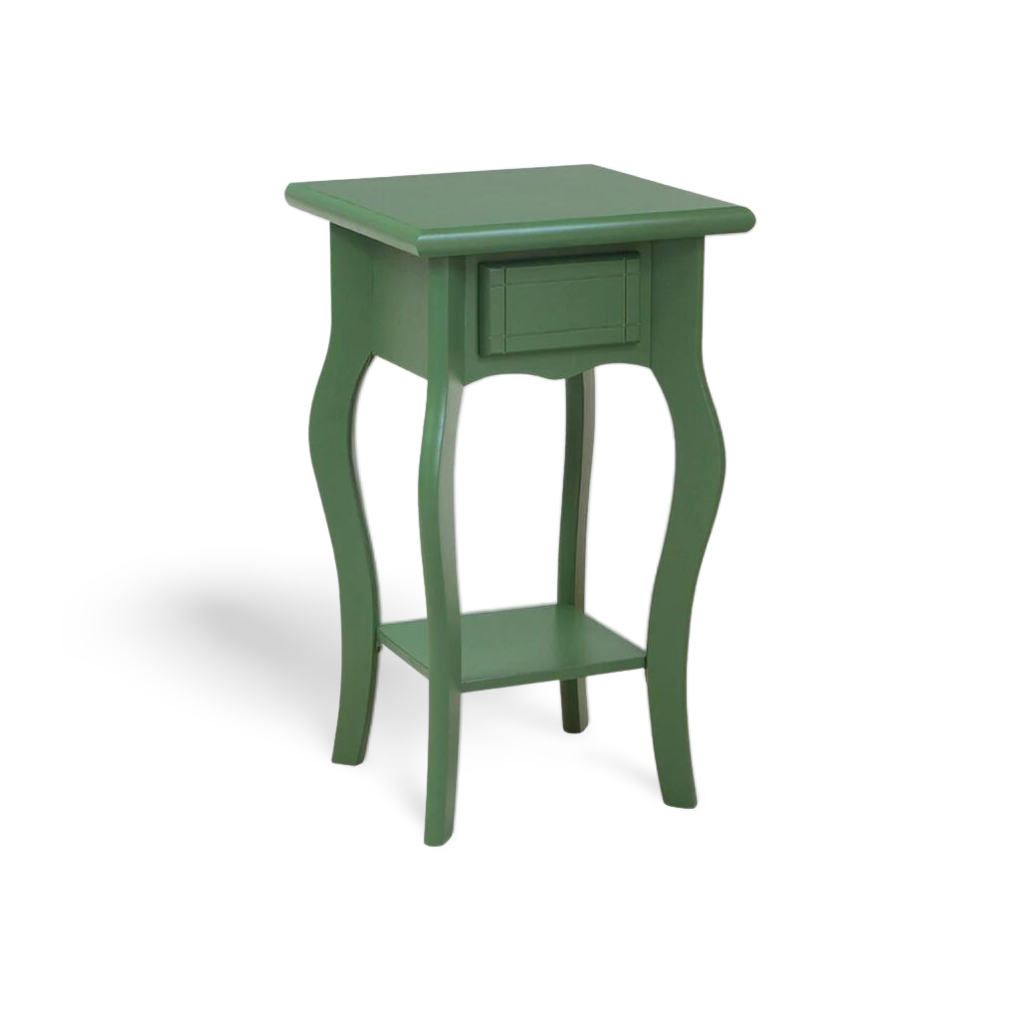 Mesa Lateral Em Madeira Boho Cor Verde