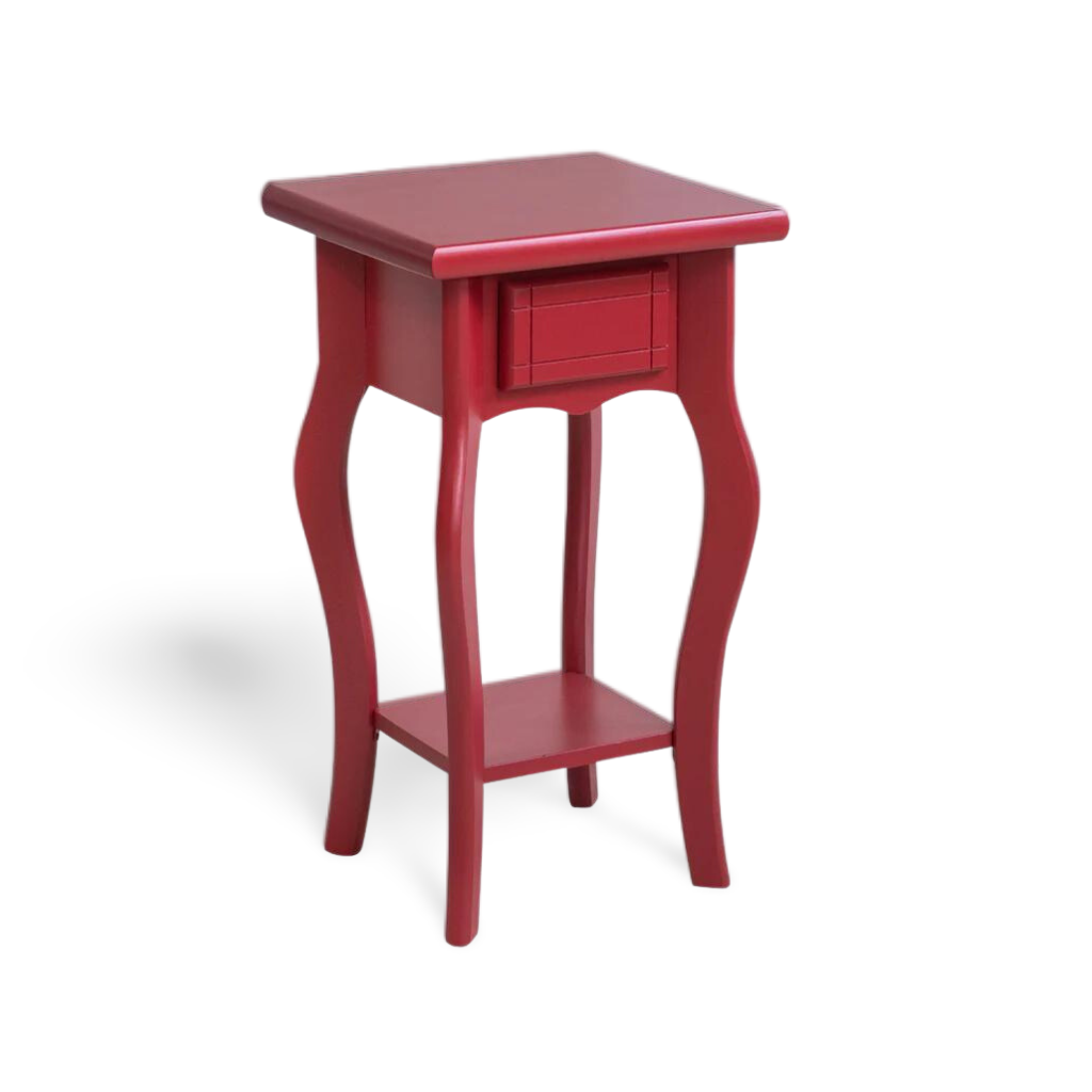 Mesa Lateral Em Madeira Boho Cor Viva Magenta