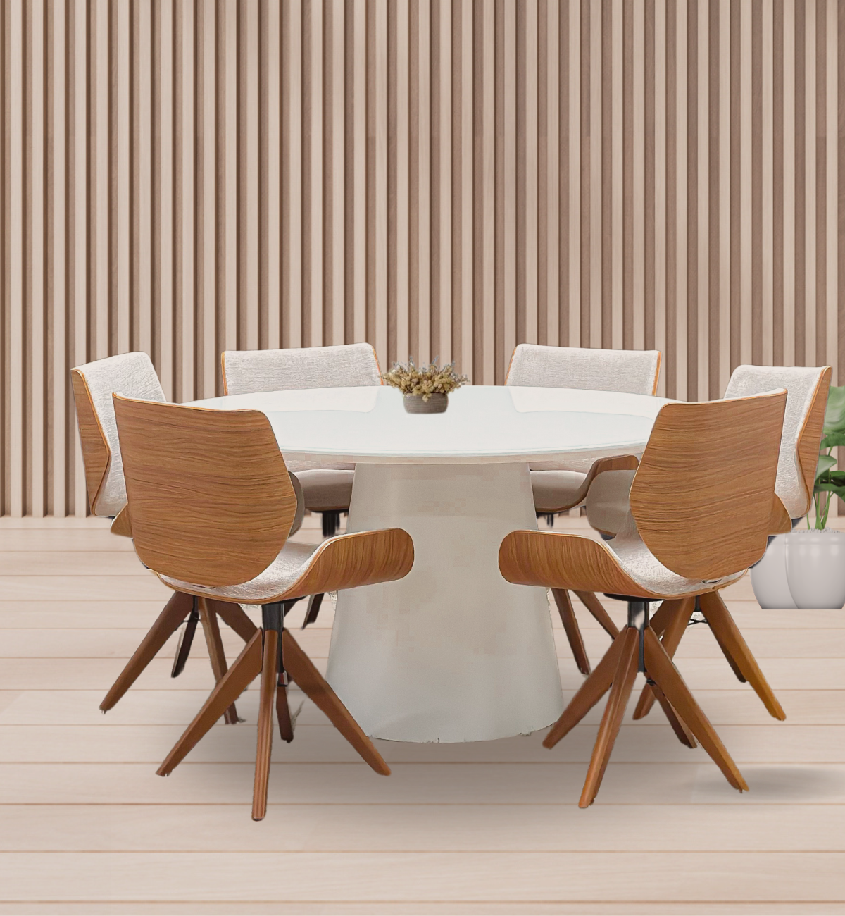 Cadeira de Jantar / Escritório Giratória Heloísa Cor Freijó Tecido Frise