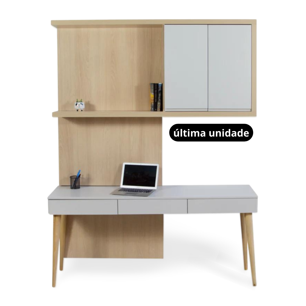 Painel TV para Quarto / Escritório Wall Areia + Carvalho