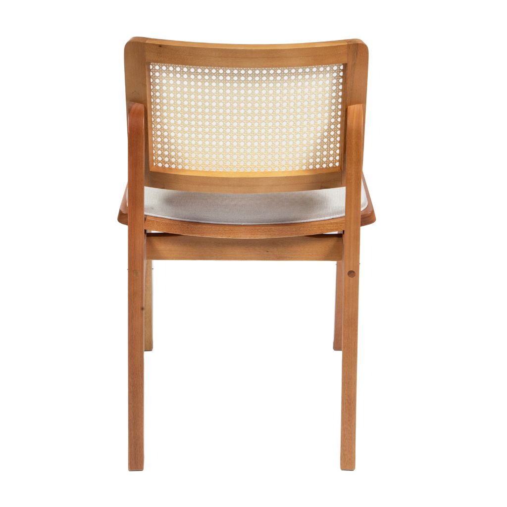 Mesa de Jantar Palheta Tampo Triangular 140 Base Cilíndrica em Cinamomo + 6 Cadeiras Florença Tela Sextavada
