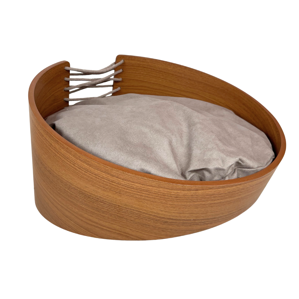 Cama Pet Pequeno Porte Cor Freijó Hera Veludo Claro
