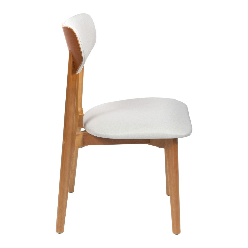 Mesa de Jantar Savana com Tampo e Base Oval 200x100 em Cinamomo + 6 Cadeiras de Jantar Paris Cor Amêndoa Tecido Bellagi