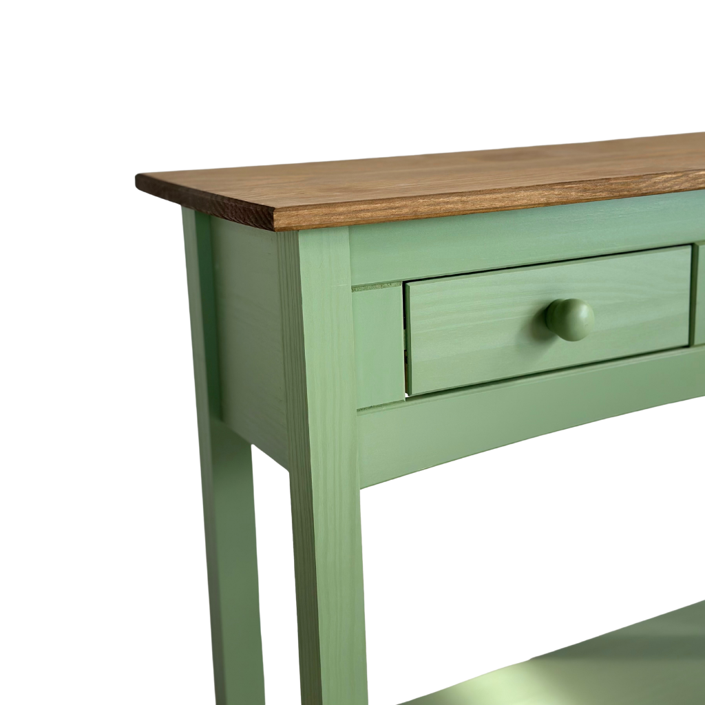 Aparador de Sala ou Cozinha com 2 Gavetas em Madeira Cera Verde Boho
