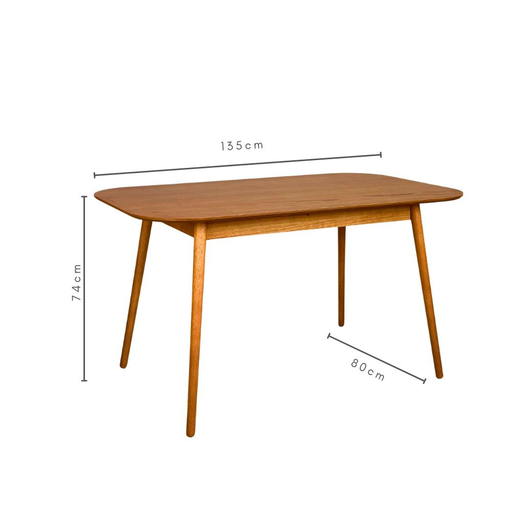 Mesa De Jantar Retangular Com Pés Palito 135 X 80cm - Cinamomo