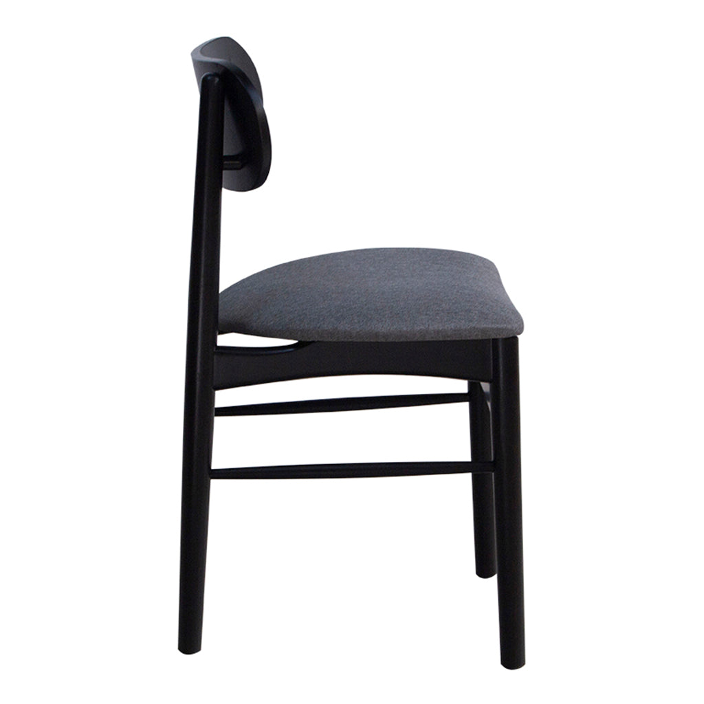 Mesa de Jantar Redonda Margô Cone/Tampo Amêndoa e Vidro Preto 110cm + 4 Cadeiras Madeira Luana Cor Preta e Tecido Linho