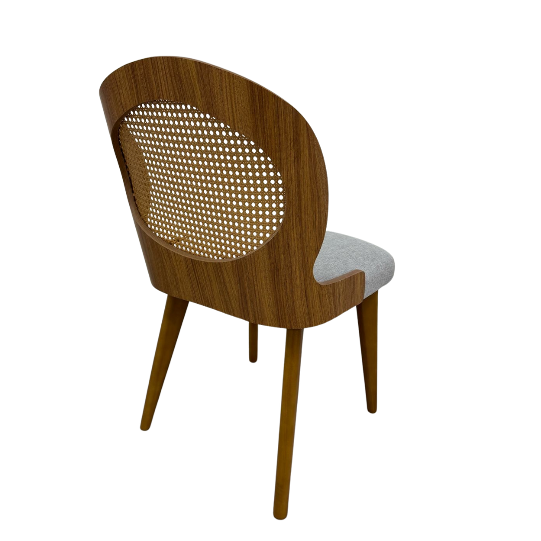 Cadeira de Jantar Jade Cor Freijó Tecido Piccolo Cinza - kit com 2