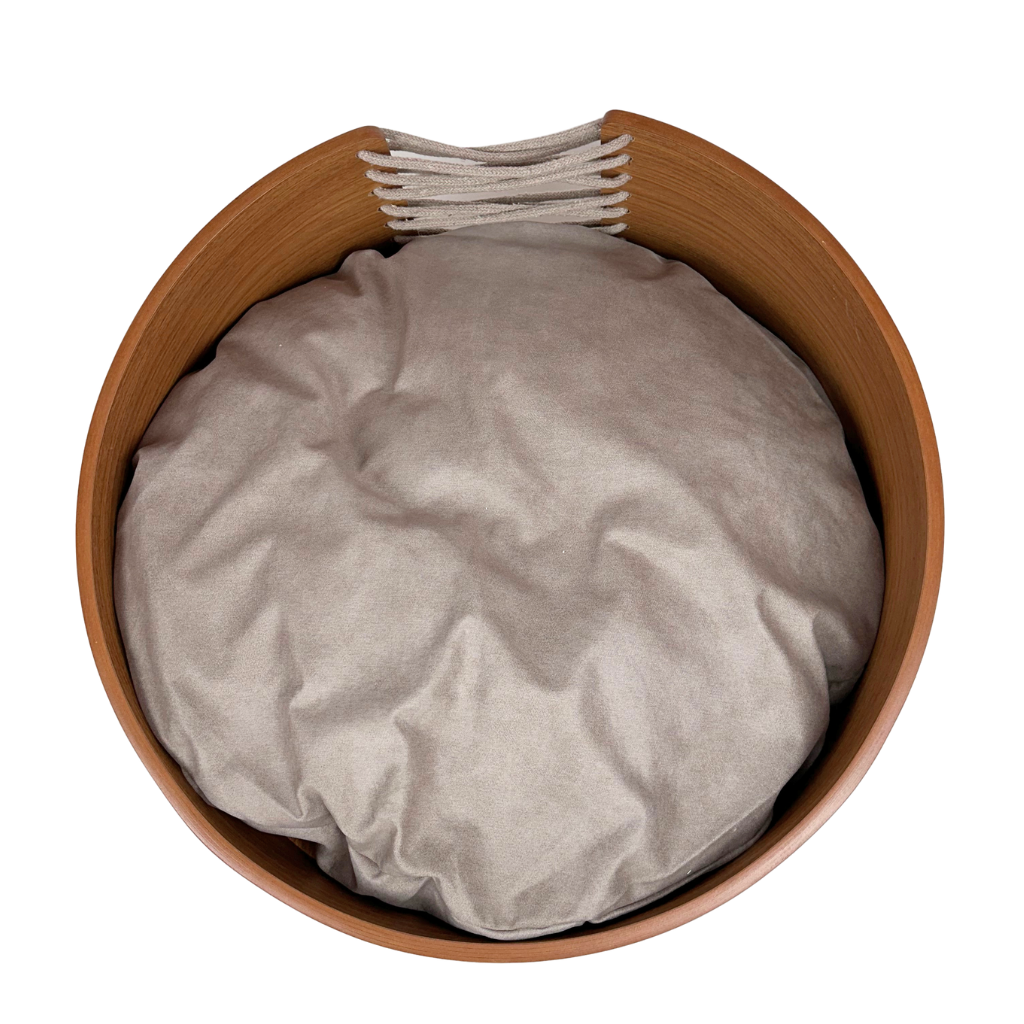 Cama Pet Médio Porte Cor Freijó Hera Veludo Claro