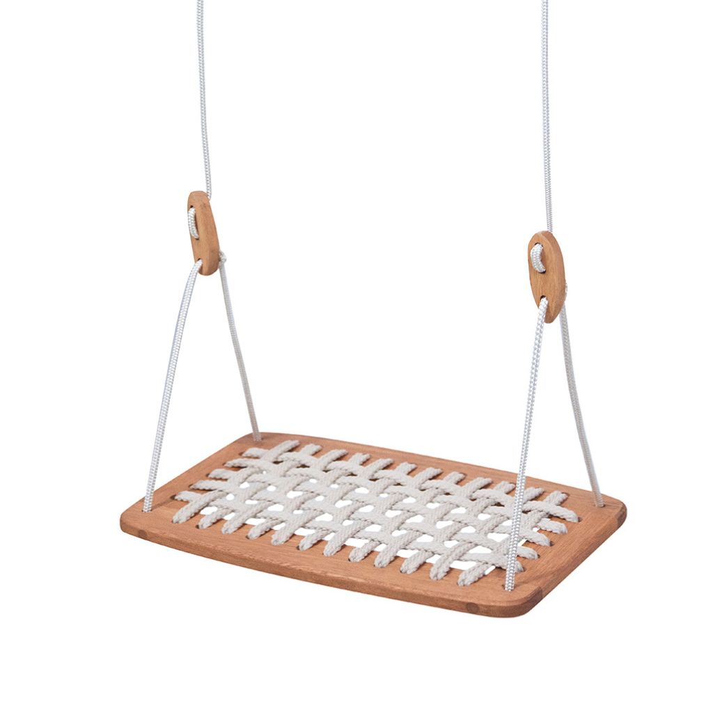 Balanço de Madeira Assento Em Corda Bege Anice