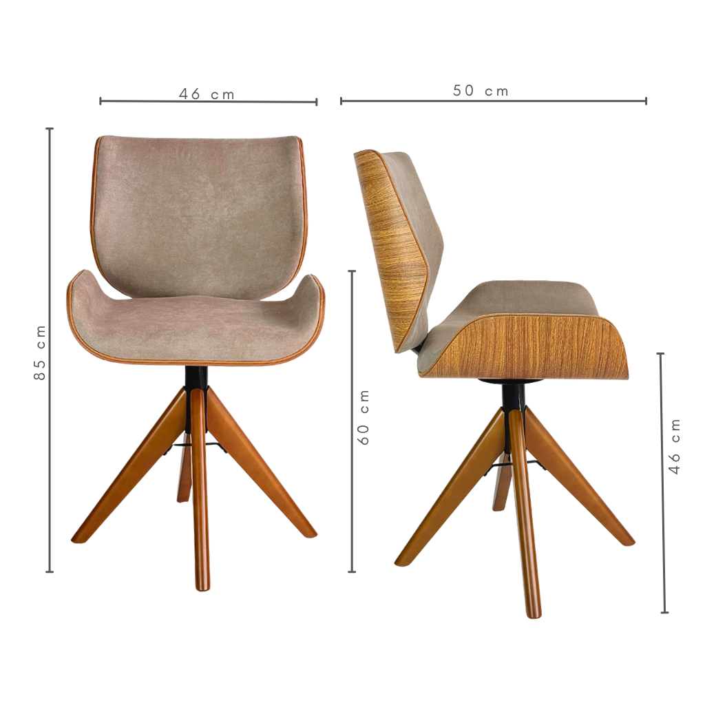 Cadeira de Jantar / Escritório Giratória Heloísa Cor Freijó Tecido Pet Friendly