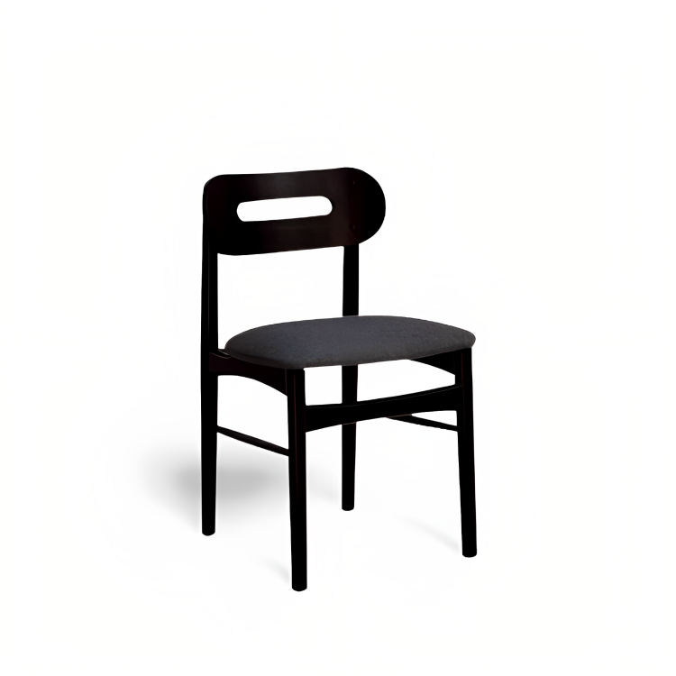 Mesa de Jantar Redonda Margô Cone/Tampo Amêndoa e Vidro Preto 110cm + 4 Cadeiras Madeira Luana Cor Preta e Tecido Linho