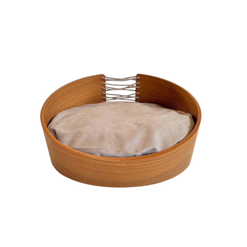 Cama Pet Pequeno Porte Cor Freijó Hera Veludo Claro