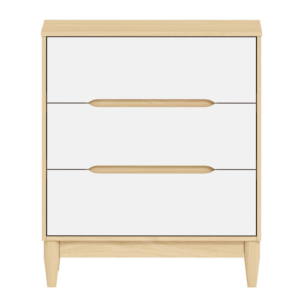 Cômoda para Quarto de Bebê 3 Gavetas Tomi Cor Branco e Carvalho - Quater