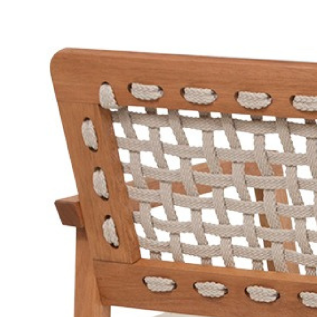 Sofá 2 Lugares Anice Em Madeira Com Corda Bege Tecido Bege Acquablock