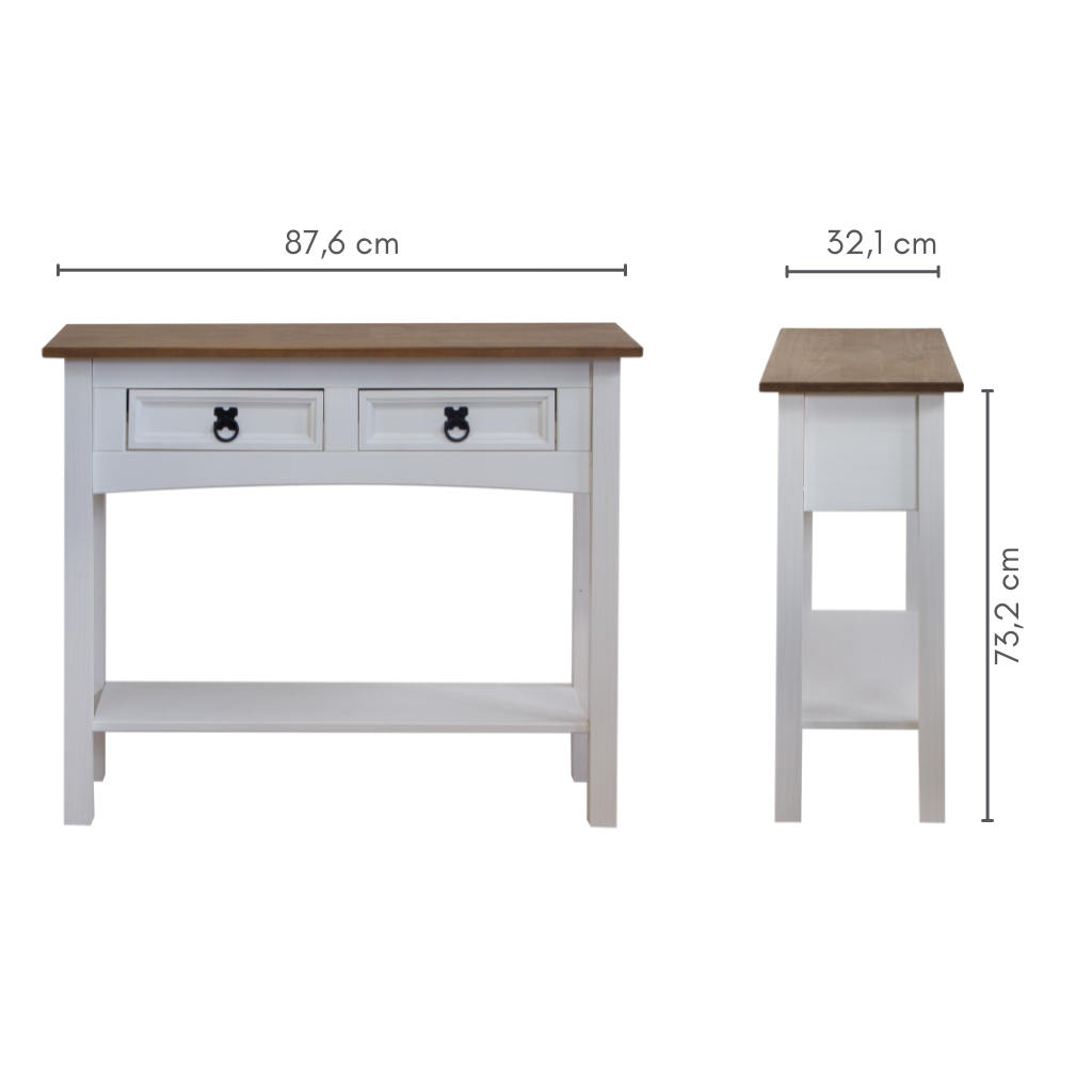 Aparador com 2 gavetas, prateleira baixa, cor madeira natural A=73,2 cm L=87,6 cm C=32,1 cm