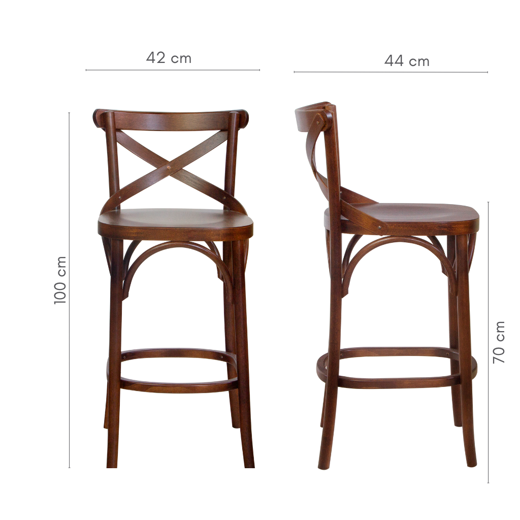 banqueta x boho alta, cor castanho, L=100 cm L=44 cm C=42 cm