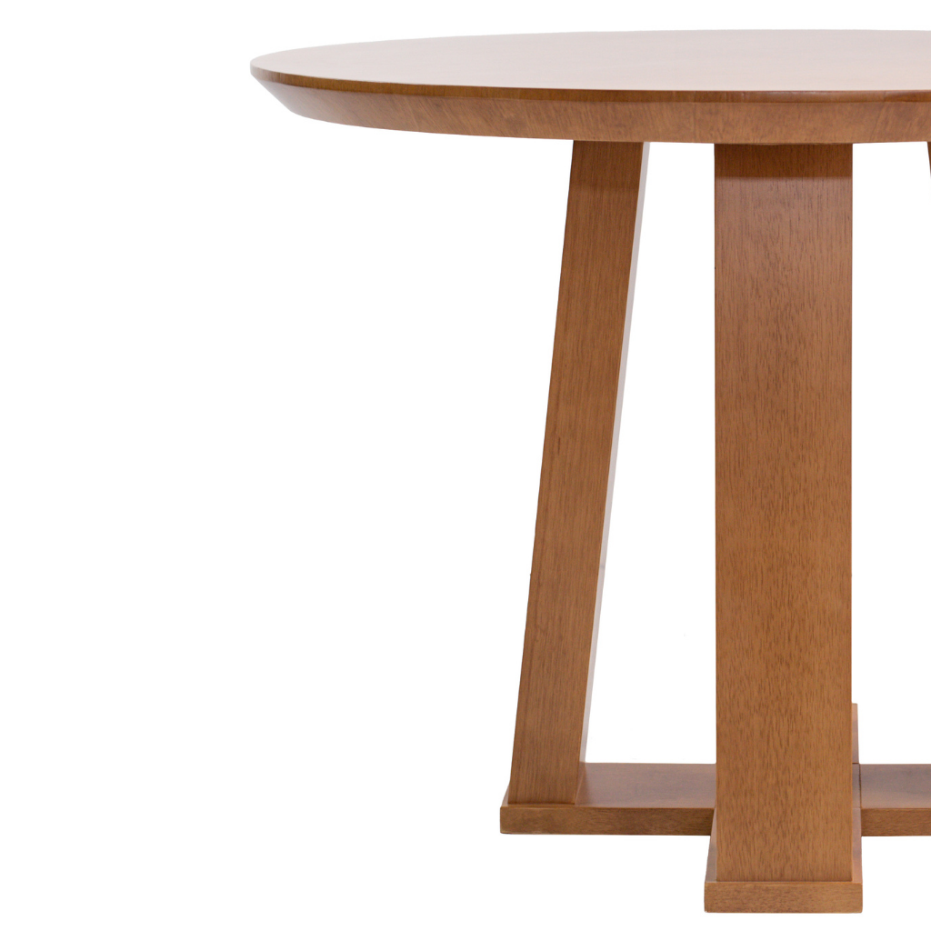 Mesa de Jantar Redonda Rachel Base X Amêndoa e Tampo Amêndoa 110 cm
