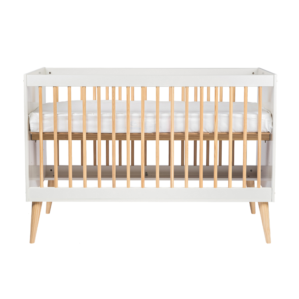Conjunto Quarto Bebê: Berço 2 em 1 Retrô + Cômoda 3 Gav e 1 Porta Puxador Reto