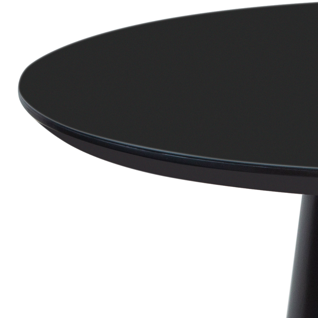 Mesa de Jantar Redonda Rafaela Cone Preto Tampo Preto e Vidro Sobreposto Preto 140 cm