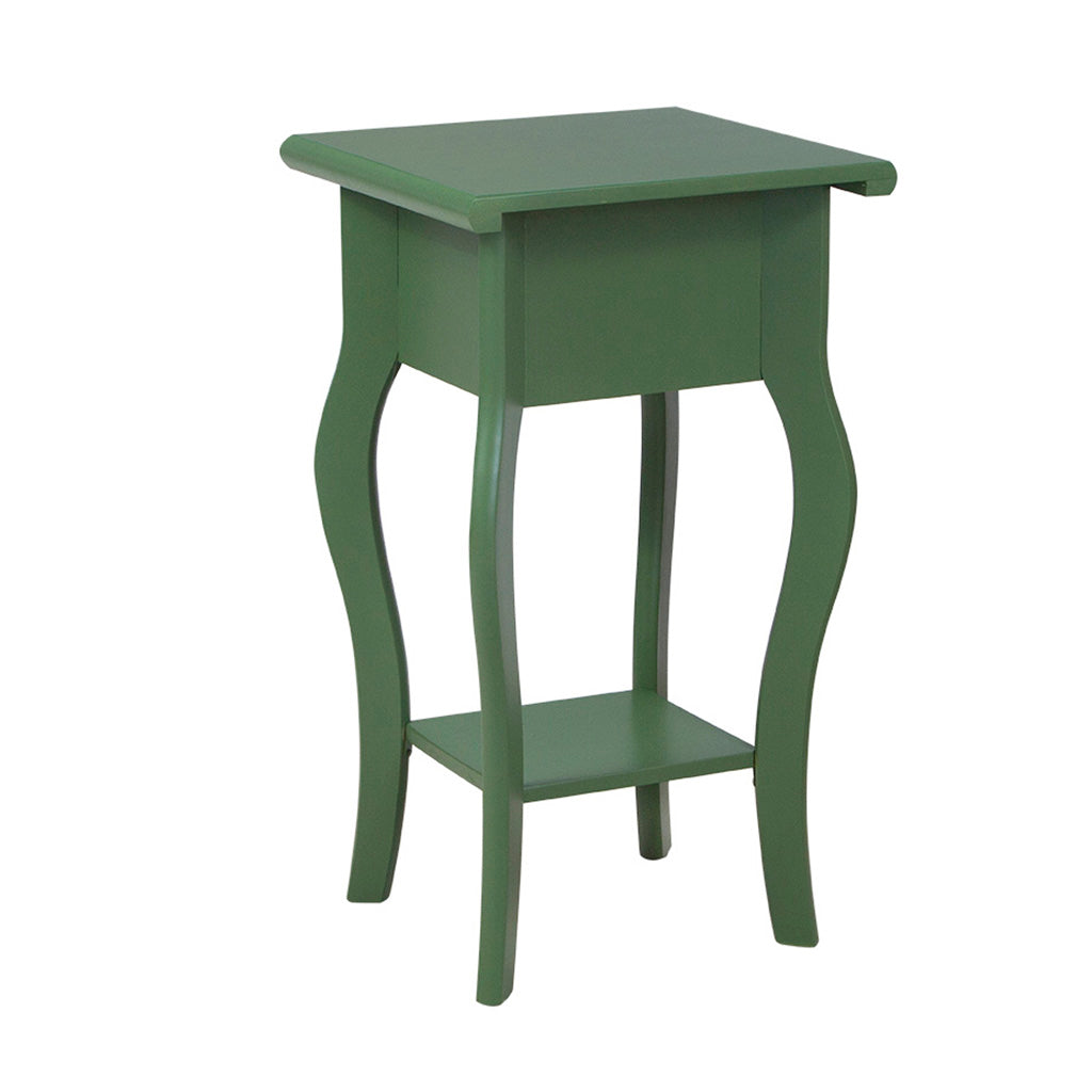 Mesa Lateral Em Madeira Boho Cor Verde, visto de tras