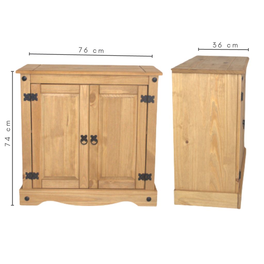 Balcão 2 Portas em Madeira Cor Natural Boho