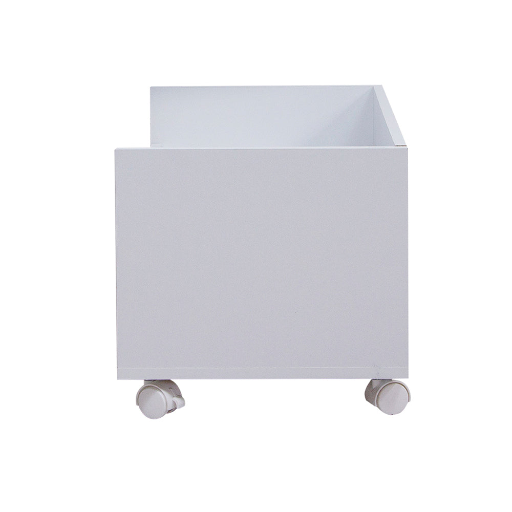 Gaveteiro Aron Com 1 Gaveta e 4 Pés Com Rodas Em Madeira Cor Branco, visto de lado