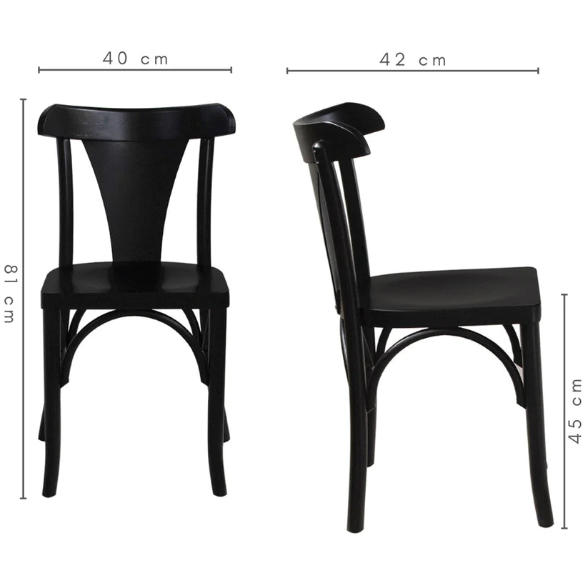 Mesa Redonda Rachel Base X e Tampo Amêndoa 110 cm + 4 Cadeiras Ana Cor Laca Preta Fosca Conjunto