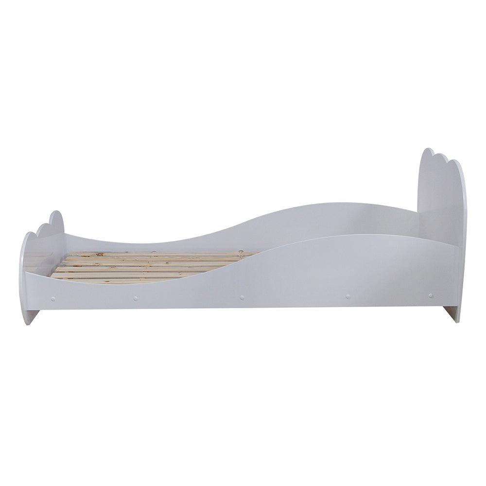 Cama De Solteiro Ayla De Madeira Cor Branco, visto de lado