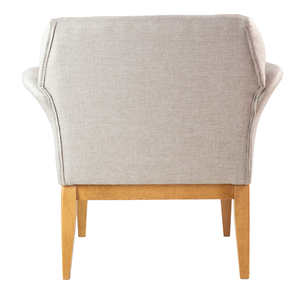 Poltrona Estofada Lip Tecido Linho Cinza, visto de tras