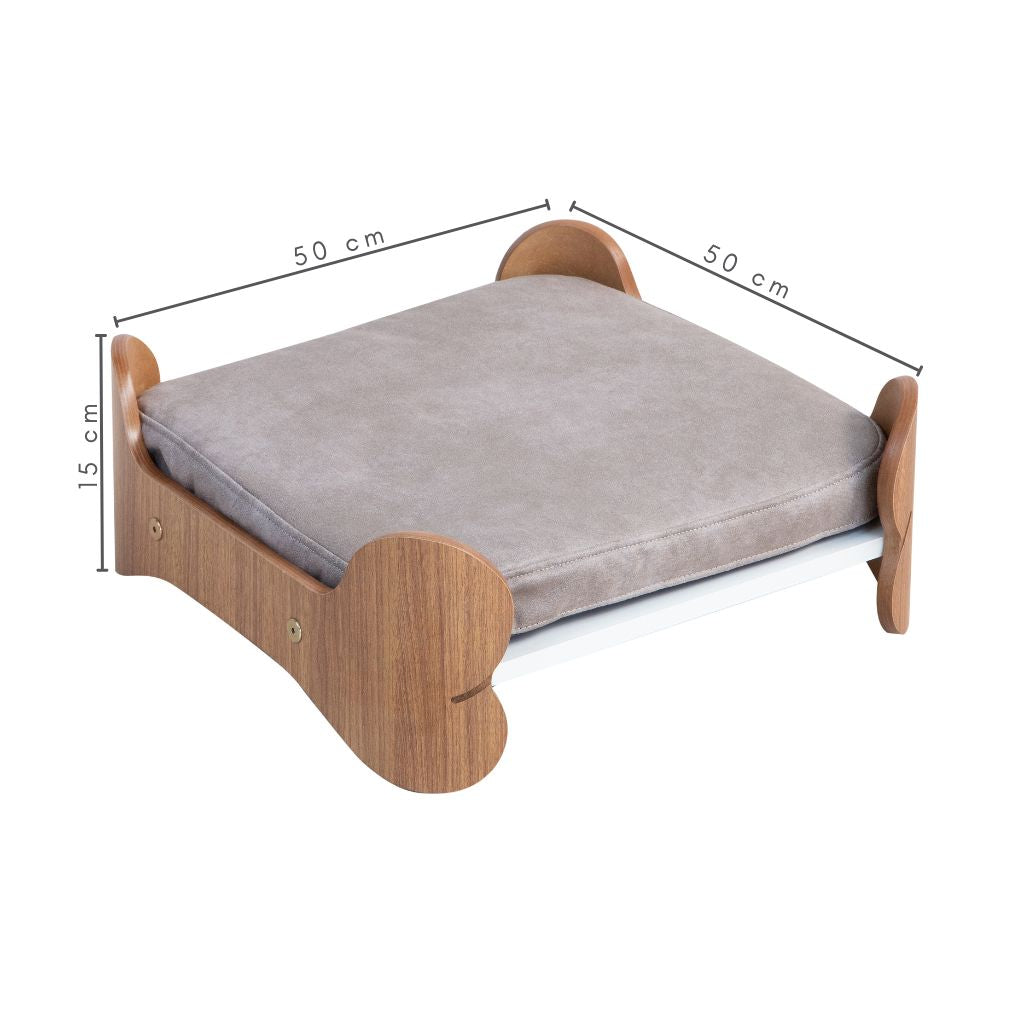 Cama Pet Microporte cor Nogueira Morfeu Veludo Claro