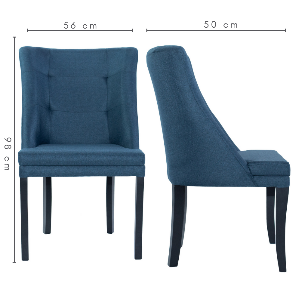 Poltrona Lira Pés Preto Fosco e Tecido Azul Royal, medidas: A=98 cm C=56 cm L=50 cm