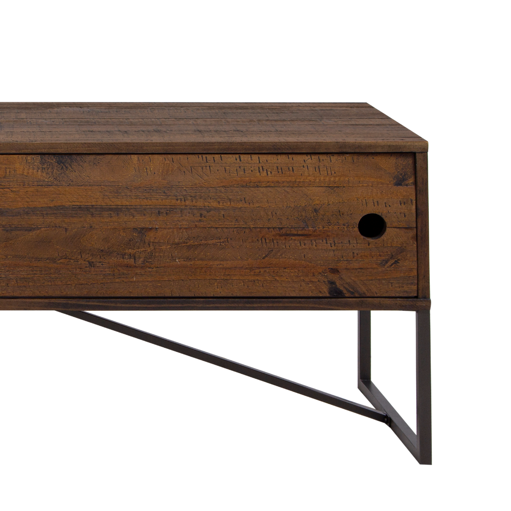 Rack Para TV Ruby 150 cm Industrial Madeira Cor Marrom Rústico, visto parcialmente de frente