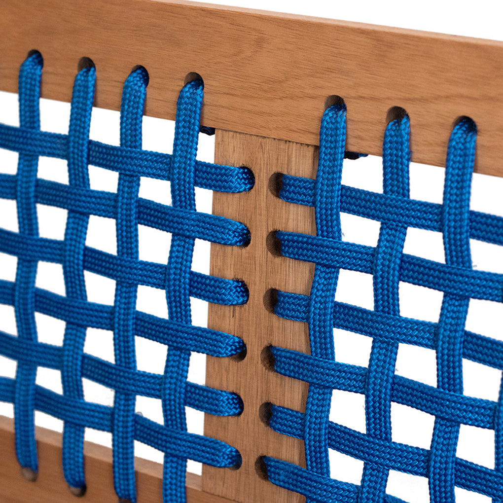 Sofá 2 Lugares Anice Em Madeira Com Corda Azul Tecido Azul Acquablock