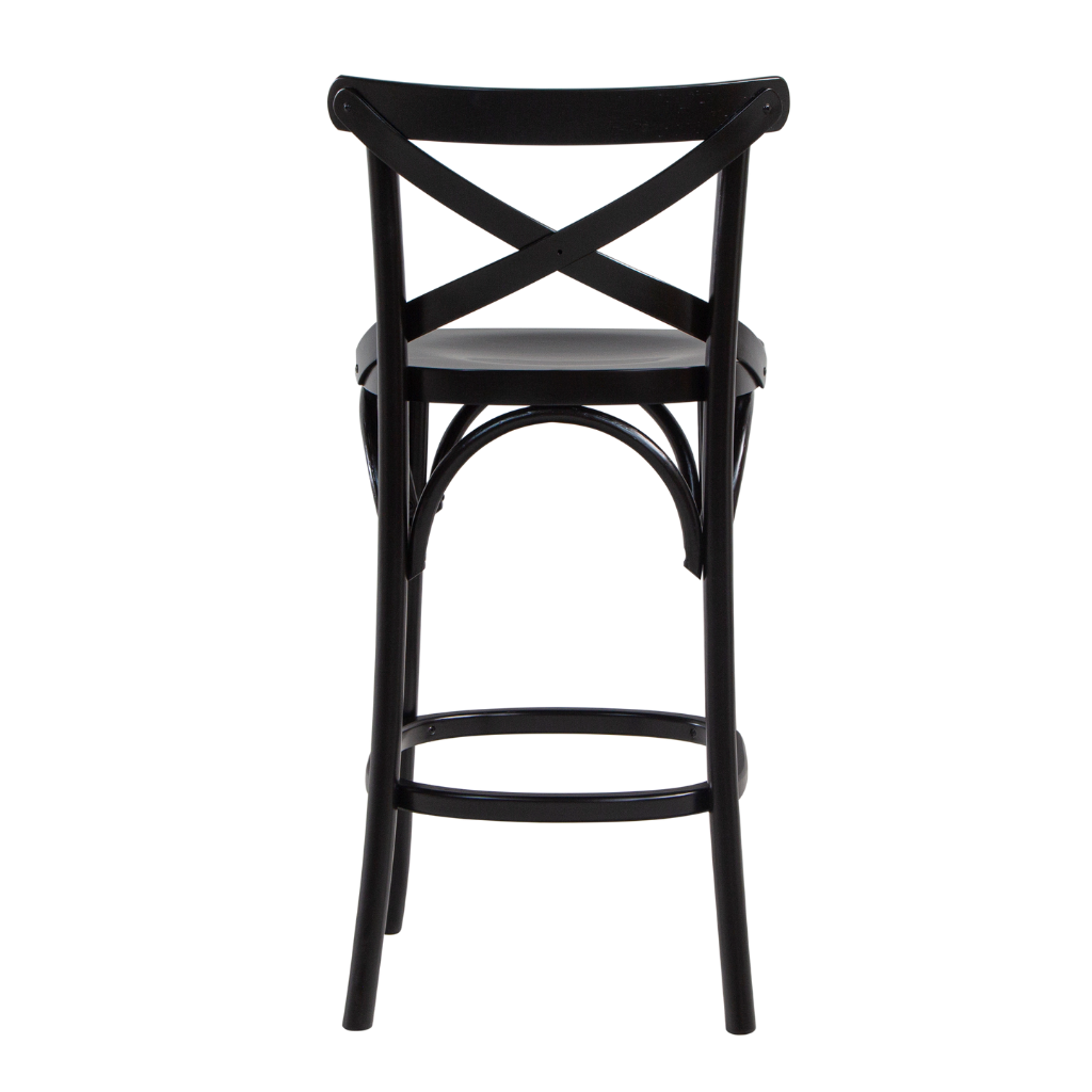 Banqueta de Madeira X Boho Cor Preta Fosca Baixa