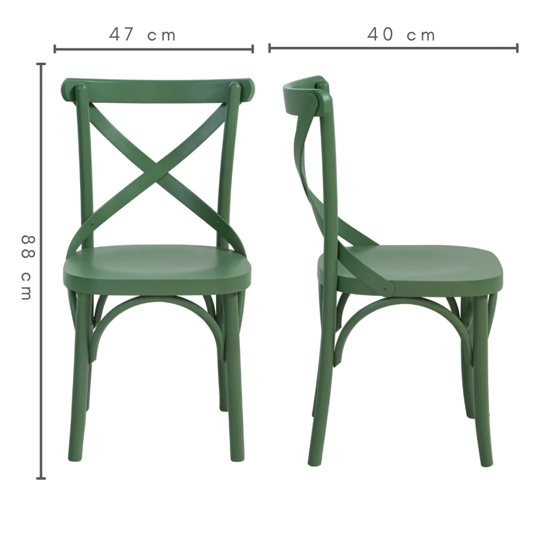 Mesa de Jantar Redonda Rachel Base X Amêndoa e Tampo Amêndoa 110 cm + 4 Cadeiras X Boho Cor Verde