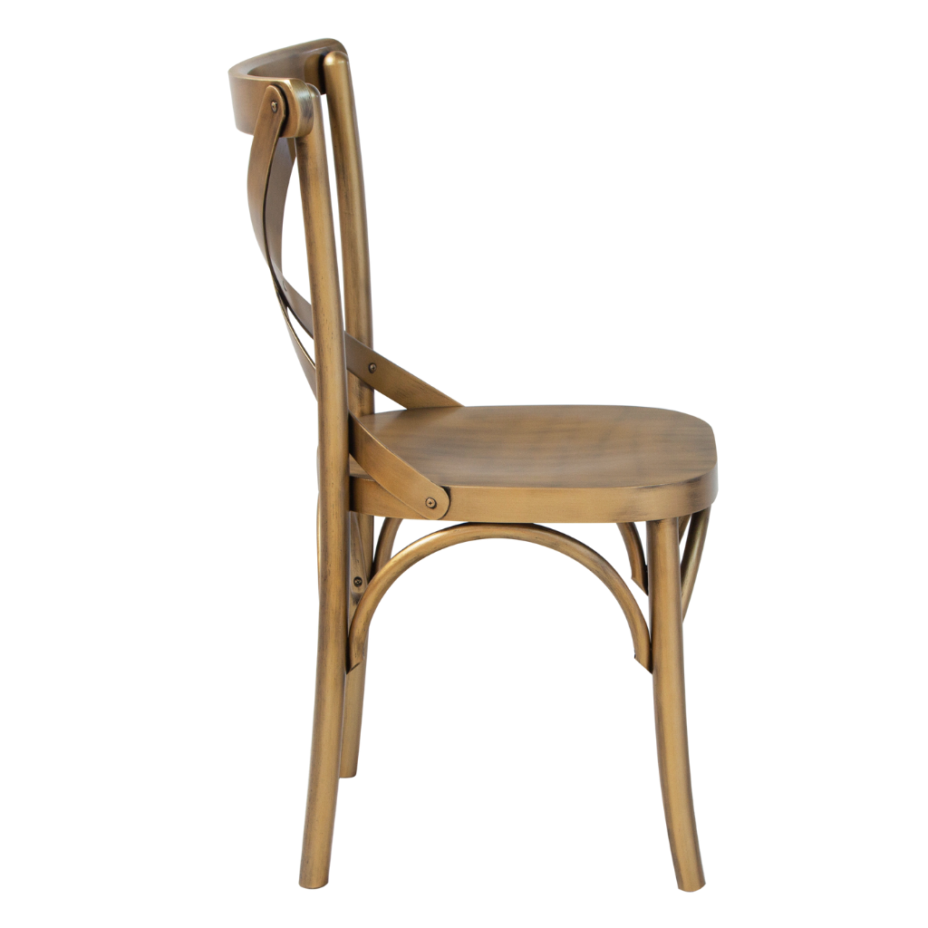 cadeira x boho cor dourado, visto de lado