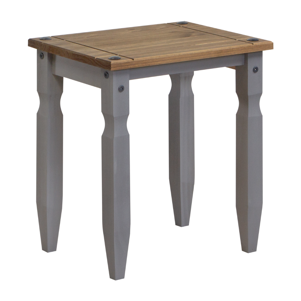 Mesa Lateral Boho Piccolo Cor Cera e Cinza, visto de lado