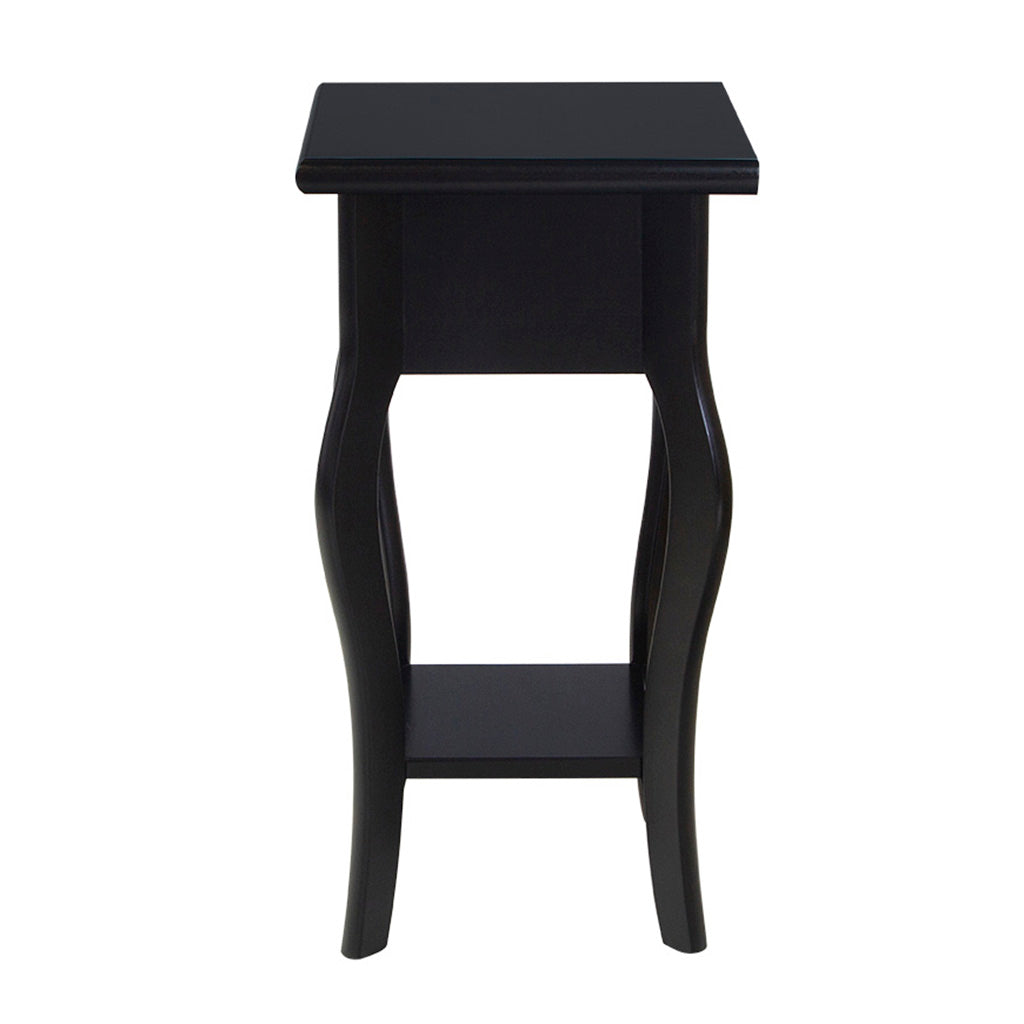 Mesa Lateral Em Madeira Boho Cor Preta, visto de tras