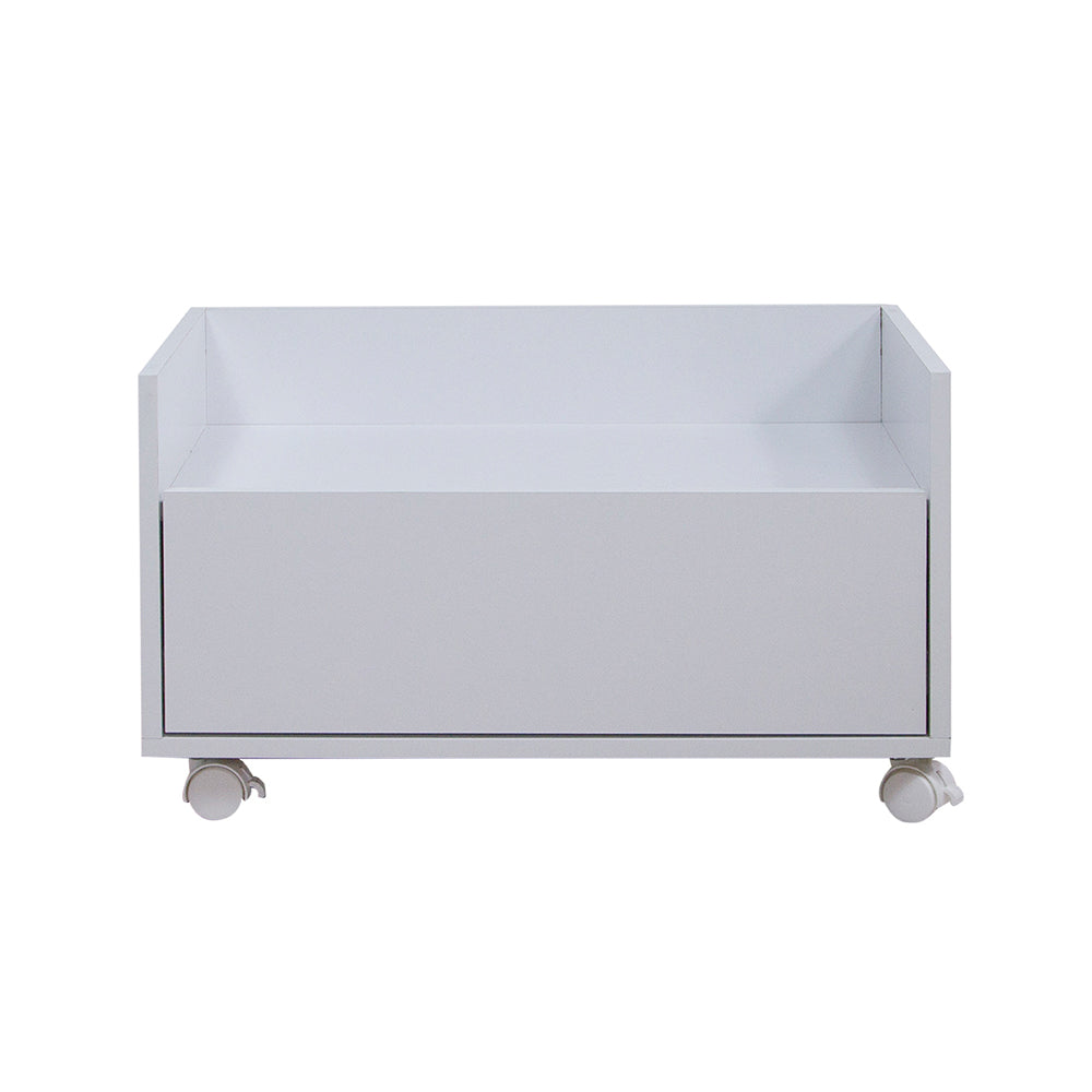 Gaveteiro Aron Com 1 Gaveta e 4 Pés Com Rodas Em Madeira Cor Branco, visto de frente
