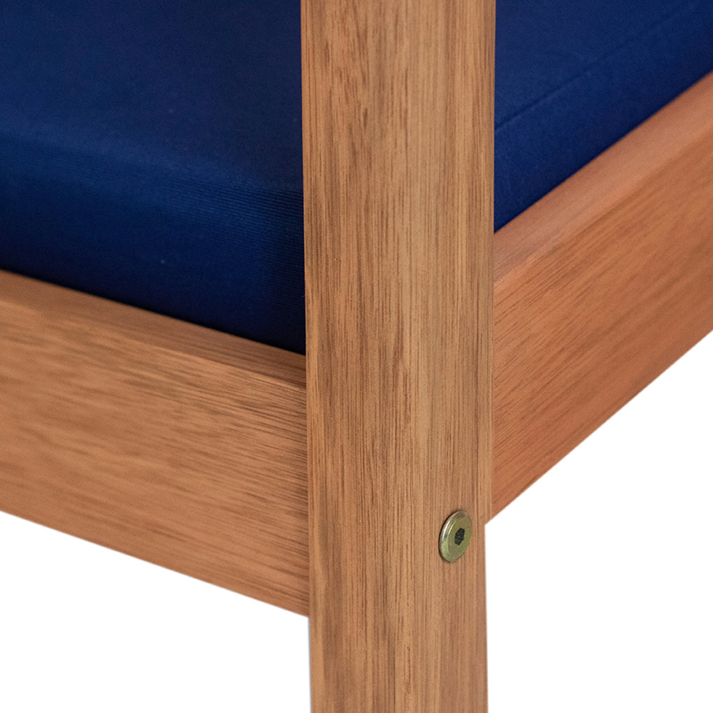 Sofá 2 Lugares Anice Em Madeira Com Corda Azul Tecido Azul Acquablock