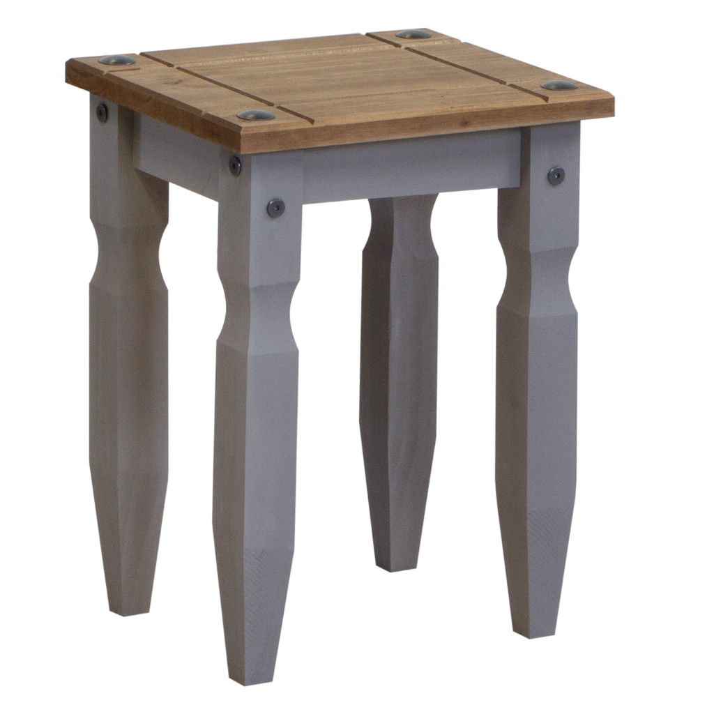 Mesa Lateral Boho Piccolo Cor Cera e Cinza, visto de lado