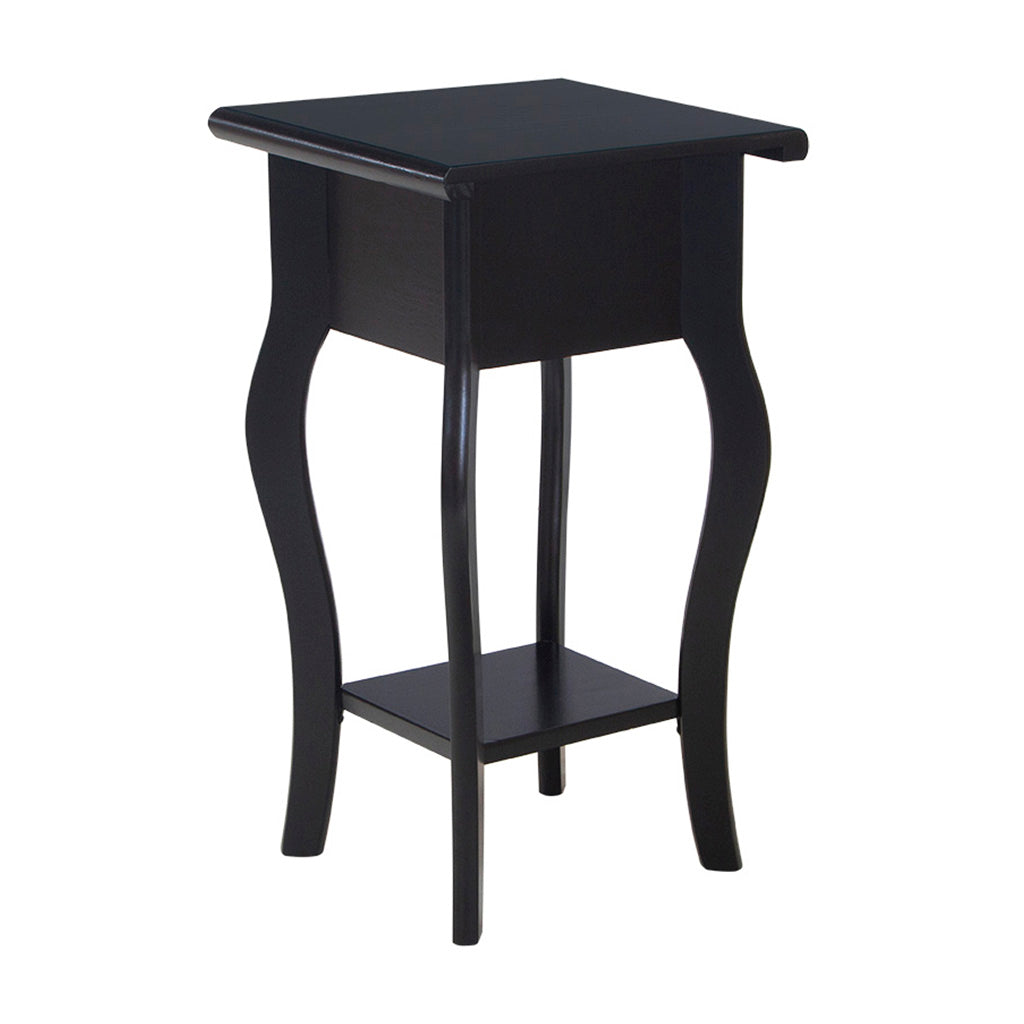 Mesa Lateral Em Madeira Boho Cor Preta, visto de tras