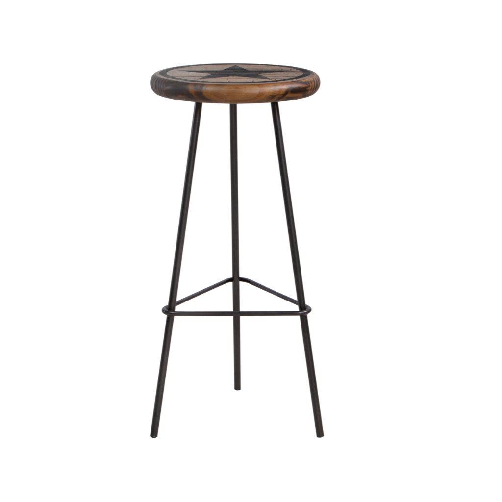 banqueta com impressão industrial, cor marrom rústico