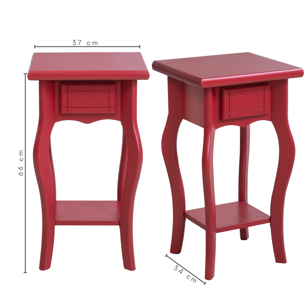 Mesa Lateral Em Madeira Boho Cor Viva Magenta