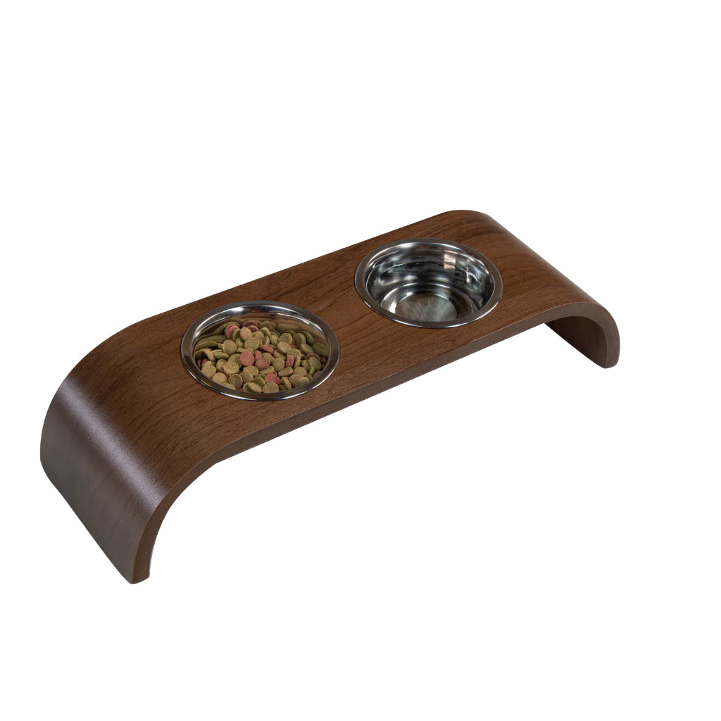 Cama Pet Médio Porte cor Nogueira Hades Veludo Claro + Tratador Pet Teseu Grande