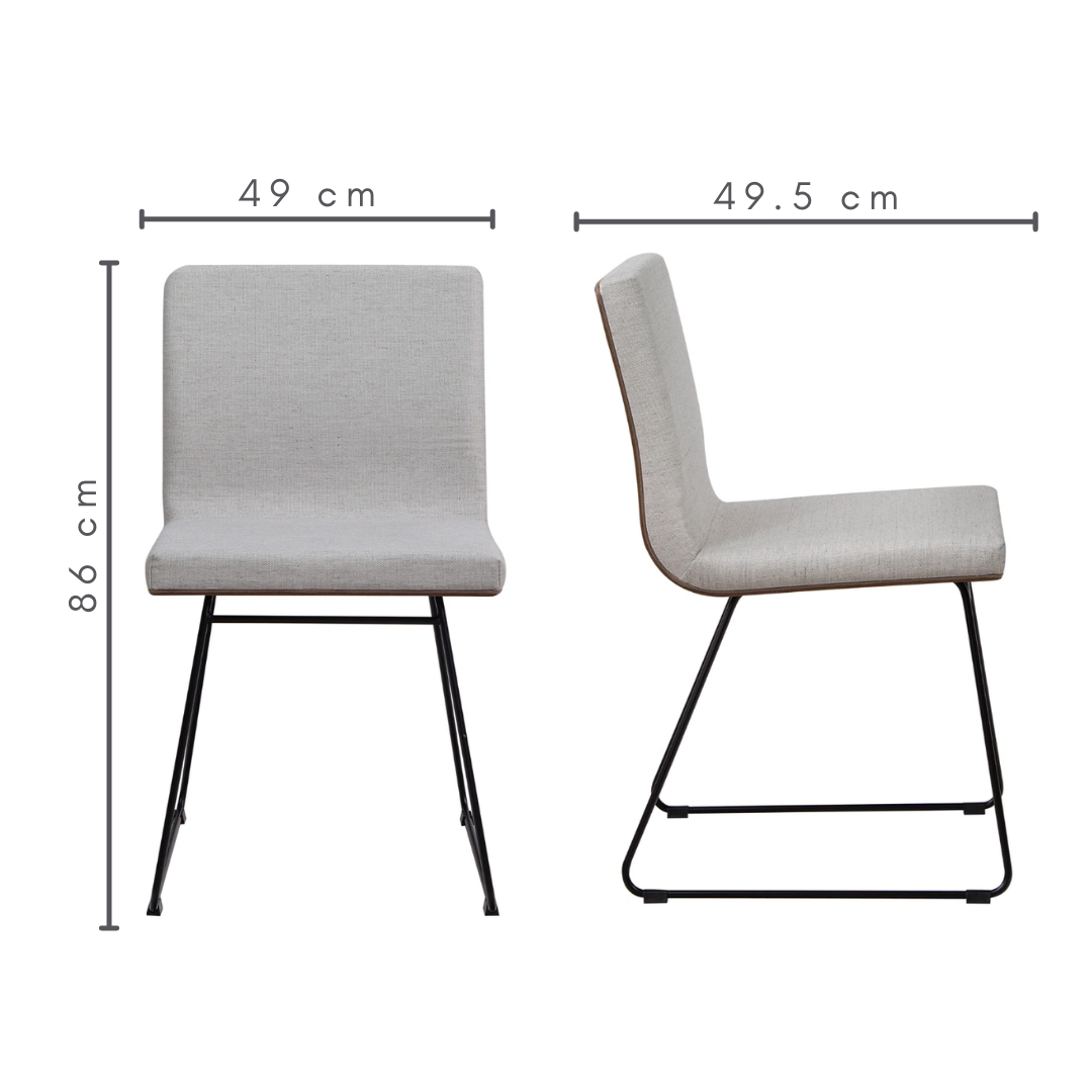 cadeira elaine cor nogueira, tecido frame claro, pés industriais, medidas A= 86 cm L= 49,5 cm C= 49 cm