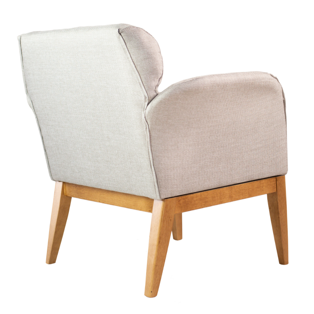 Poltrona Estofada Lip Tecido Linho Cinza, visto de tras