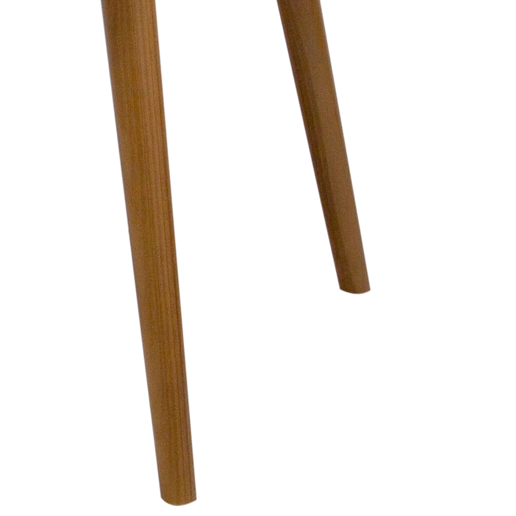 mesa de jantar redonda Aurea, pés palito amêndoa tampo preto com vidro preto sobreposto 120 cm, destacando os pés palito