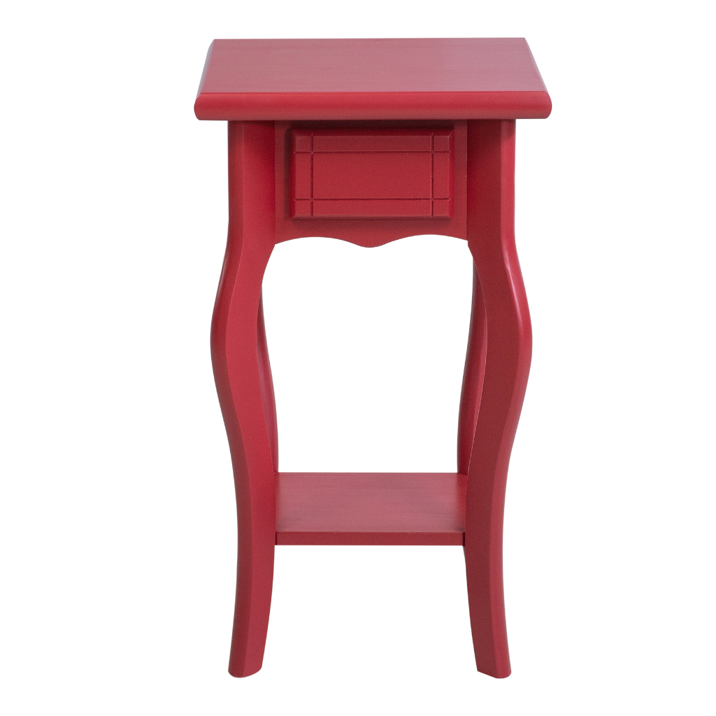 Mesa Lateral Em Madeira Boho Cor Viva Magenta