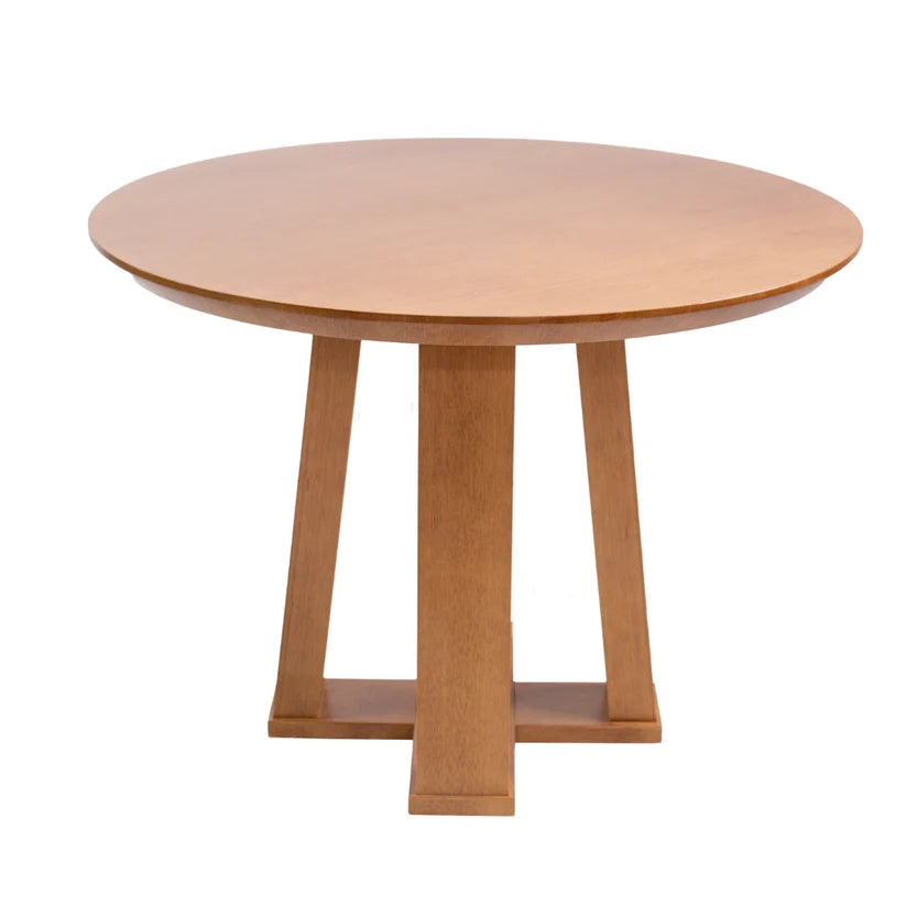Mesa de Jantar Redonda Rachel Base X Amêndoa e Tampo Amêndoa 110 cm + 4 Cadeiras X Boho Cor Verde
